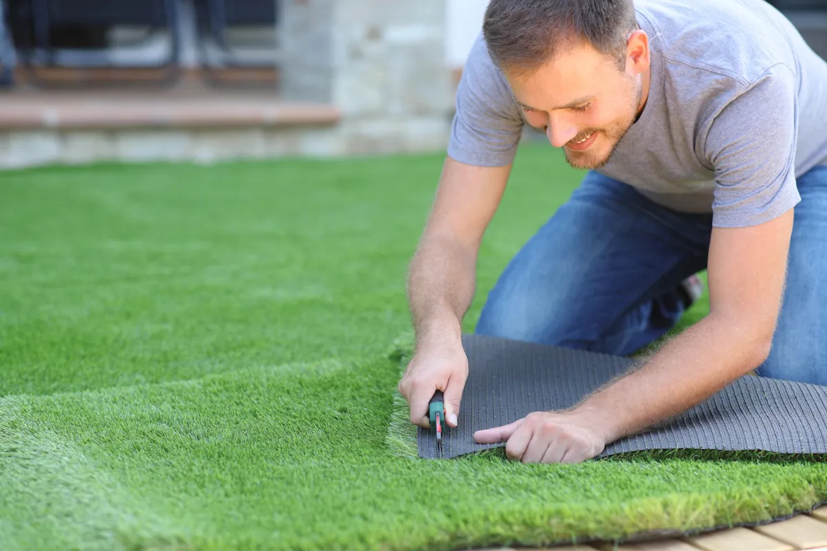 Artificial turf installation at an Arlington property
